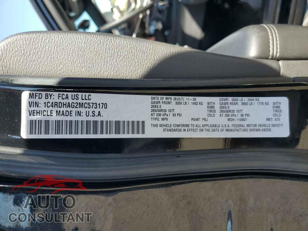 DODGE DURANGO 2021 - 1C4RDHAG2MC573170
