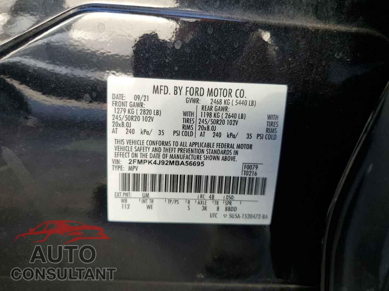 FORD EDGE 2021 - 2FMPK4J92MBA56695
