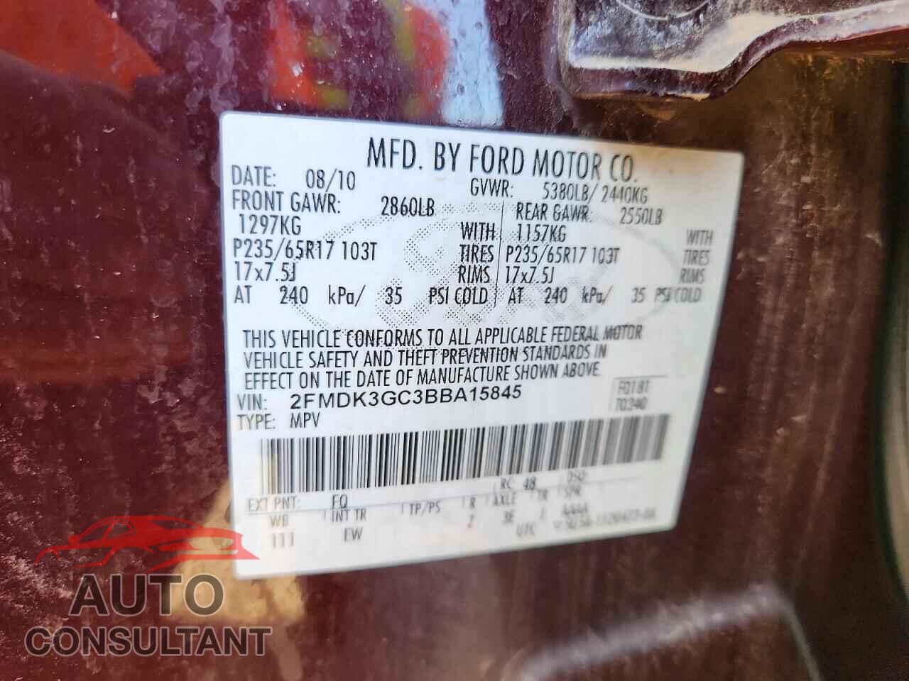FORD EDGE 2011 - 2FMDK3GC3BBA15845