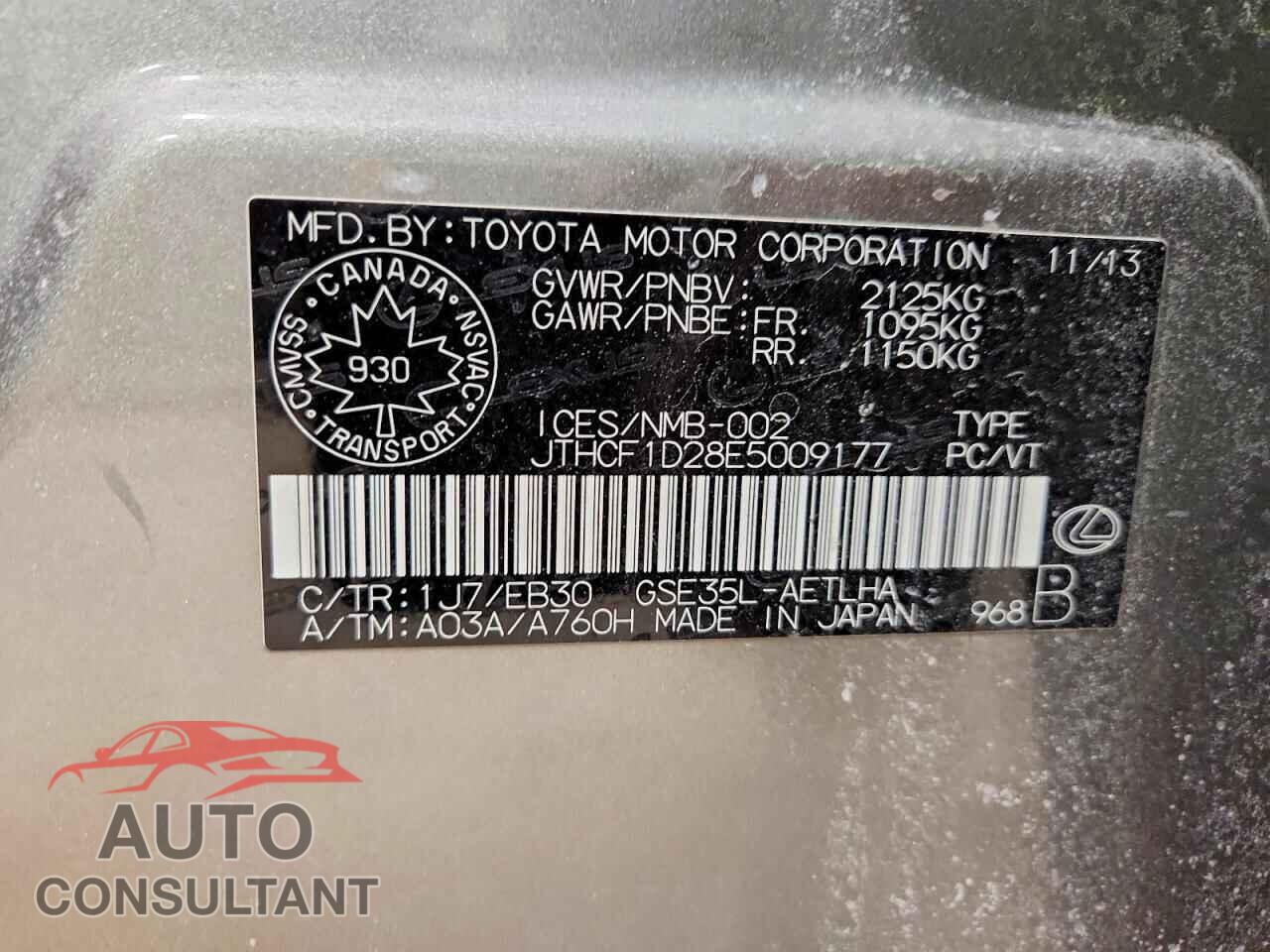 LEXUS IS 2014 - JTHCF1D28E5009177