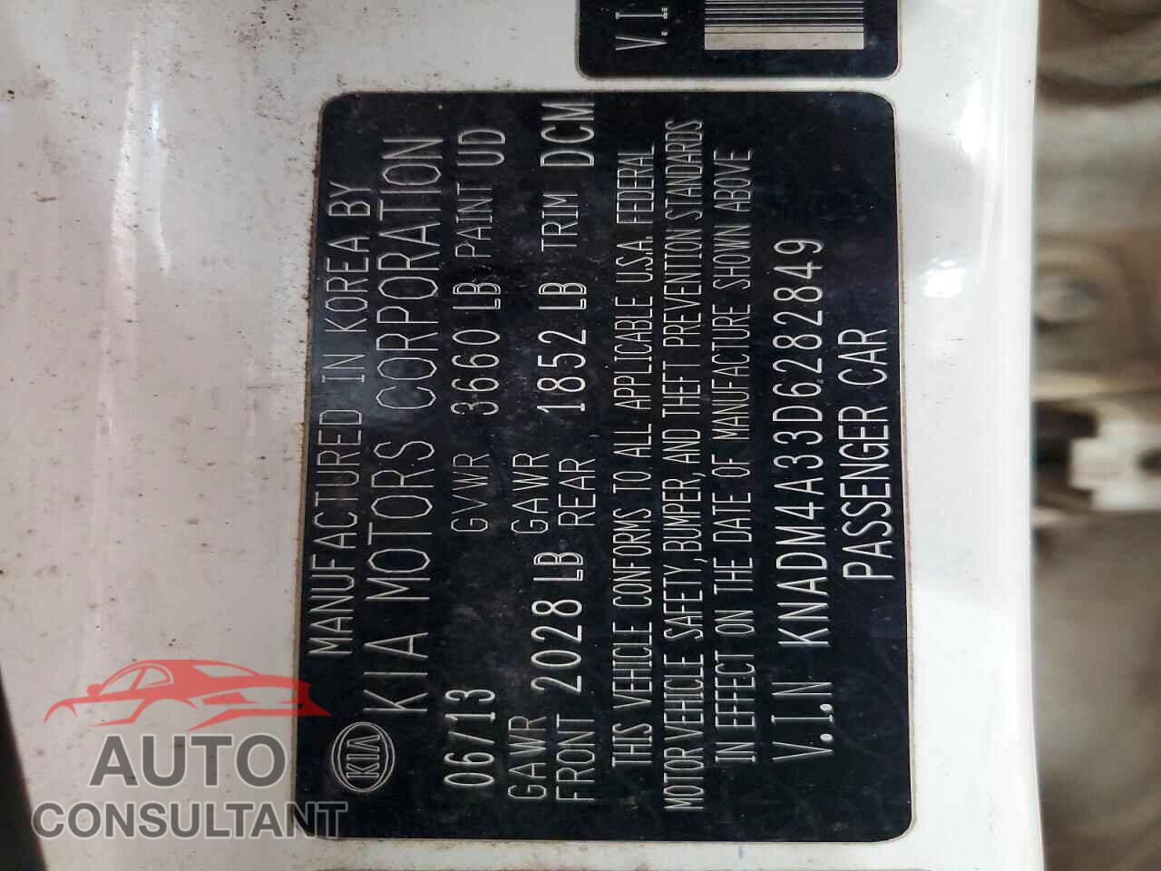 KIA RIO 2013 - KNADM4A33D6282849