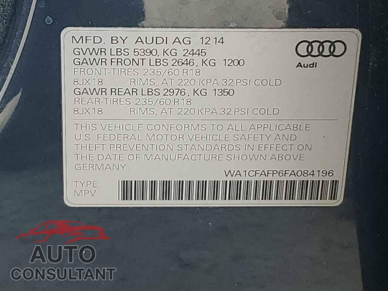 AUDI Q5 2015 - WA1CFAFP6FA084196