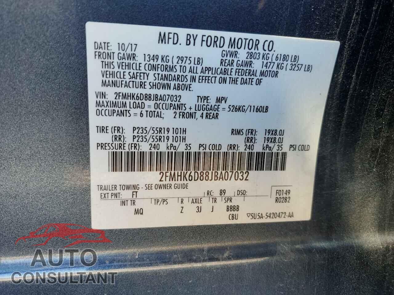 FORD FLEX 2018 - 2FMHK6D88JBA07032