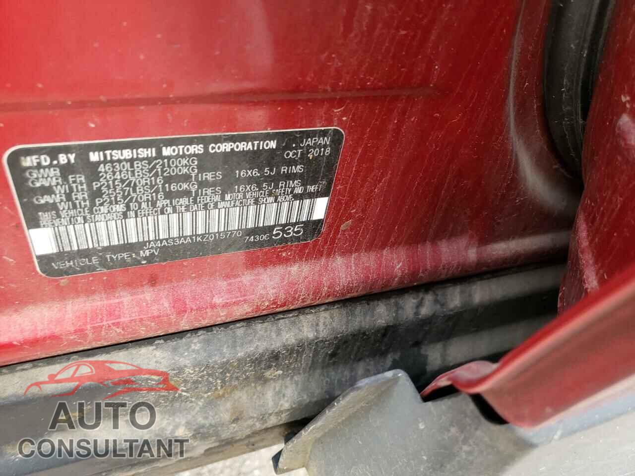 MITSUBISHI ECLIPSE 2019 - JA4AS3AA1KZ015770