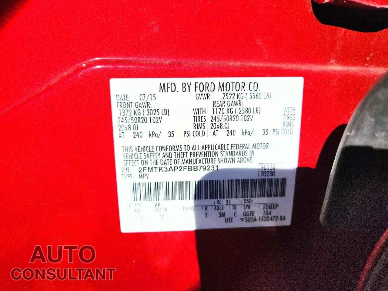 FORD EDGE 2015 - 2FMTK3AP2FBB79231