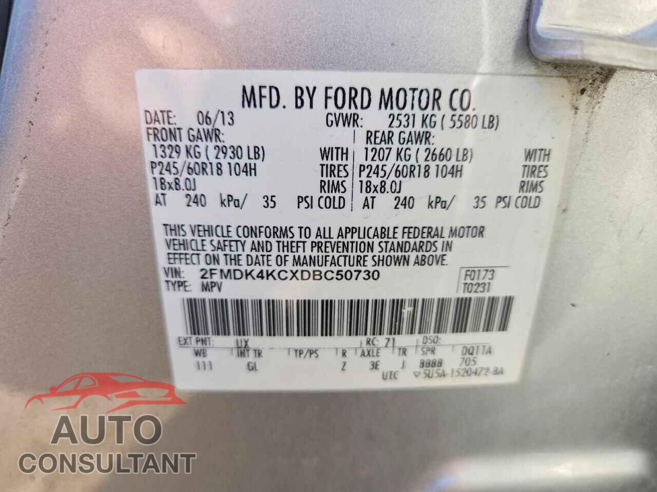 FORD EDGE 2013 - 2FMDK4KCXDBC50730