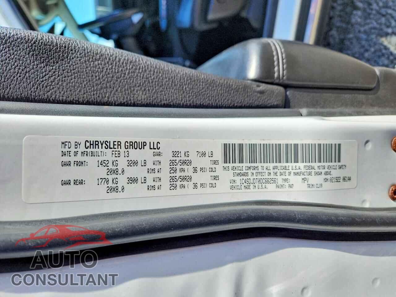 DODGE DURANGO 2013 - 1C4SDJDT0DC662561