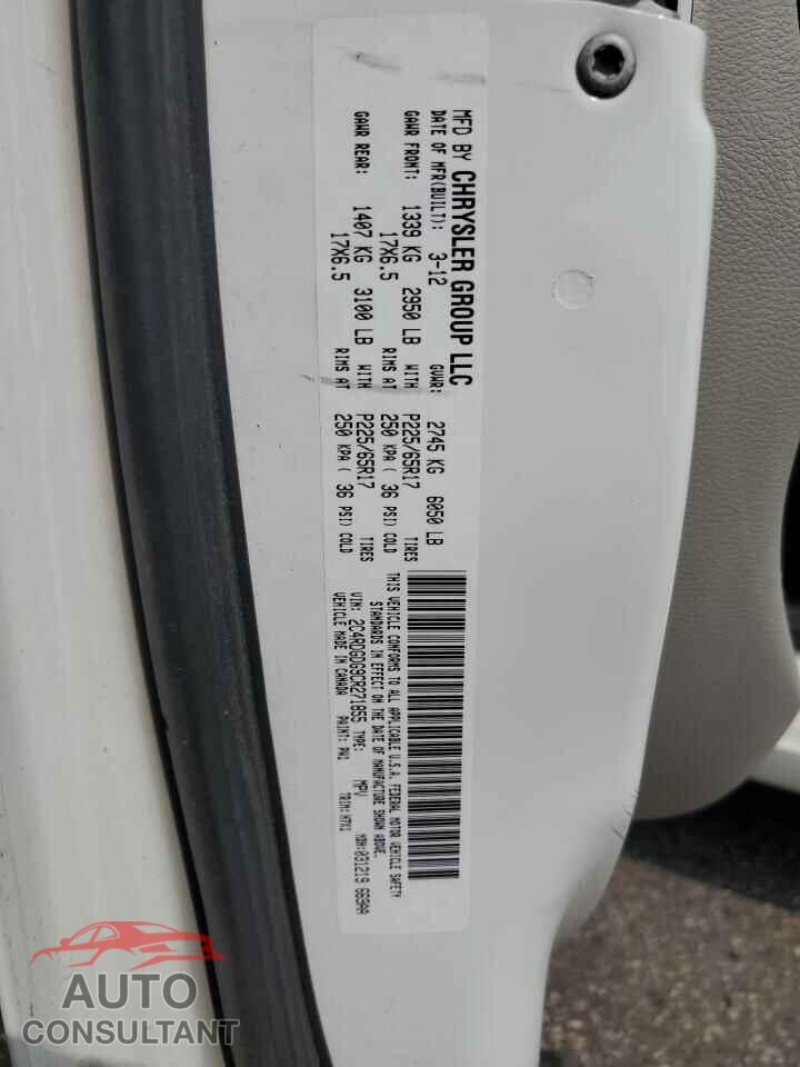 DODGE CARAVAN 2012 - 2C4RDGDG9CR271855