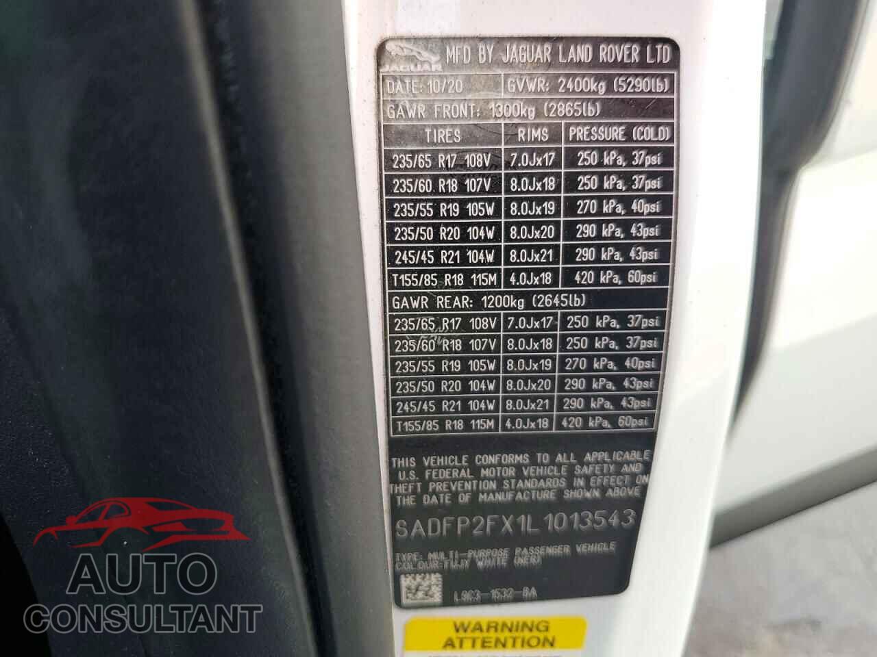 JAGUAR ETYPE 2020 - SADFP2FX1L1013543