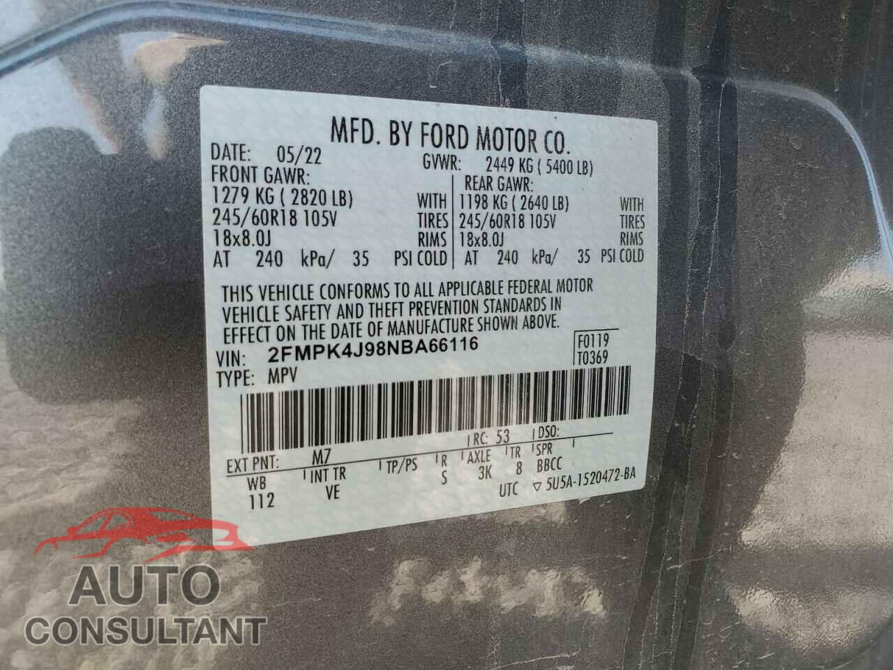 FORD EDGE 2022 - 2FMPK4J98NBA66116