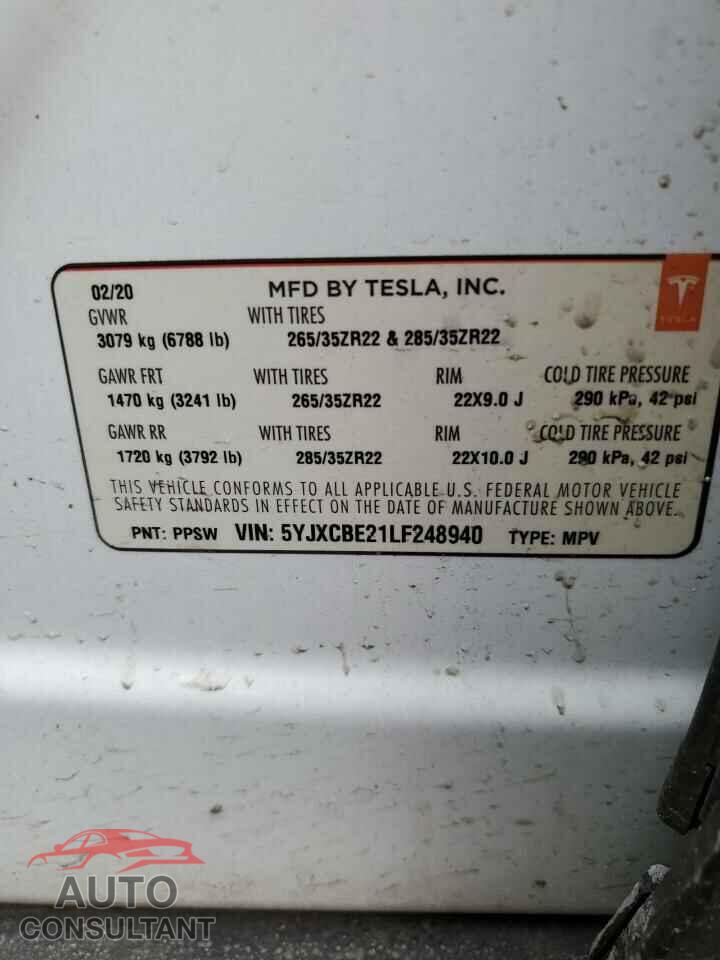 TESLA MODEL X 2020 - 5YJXCBE21LF248940