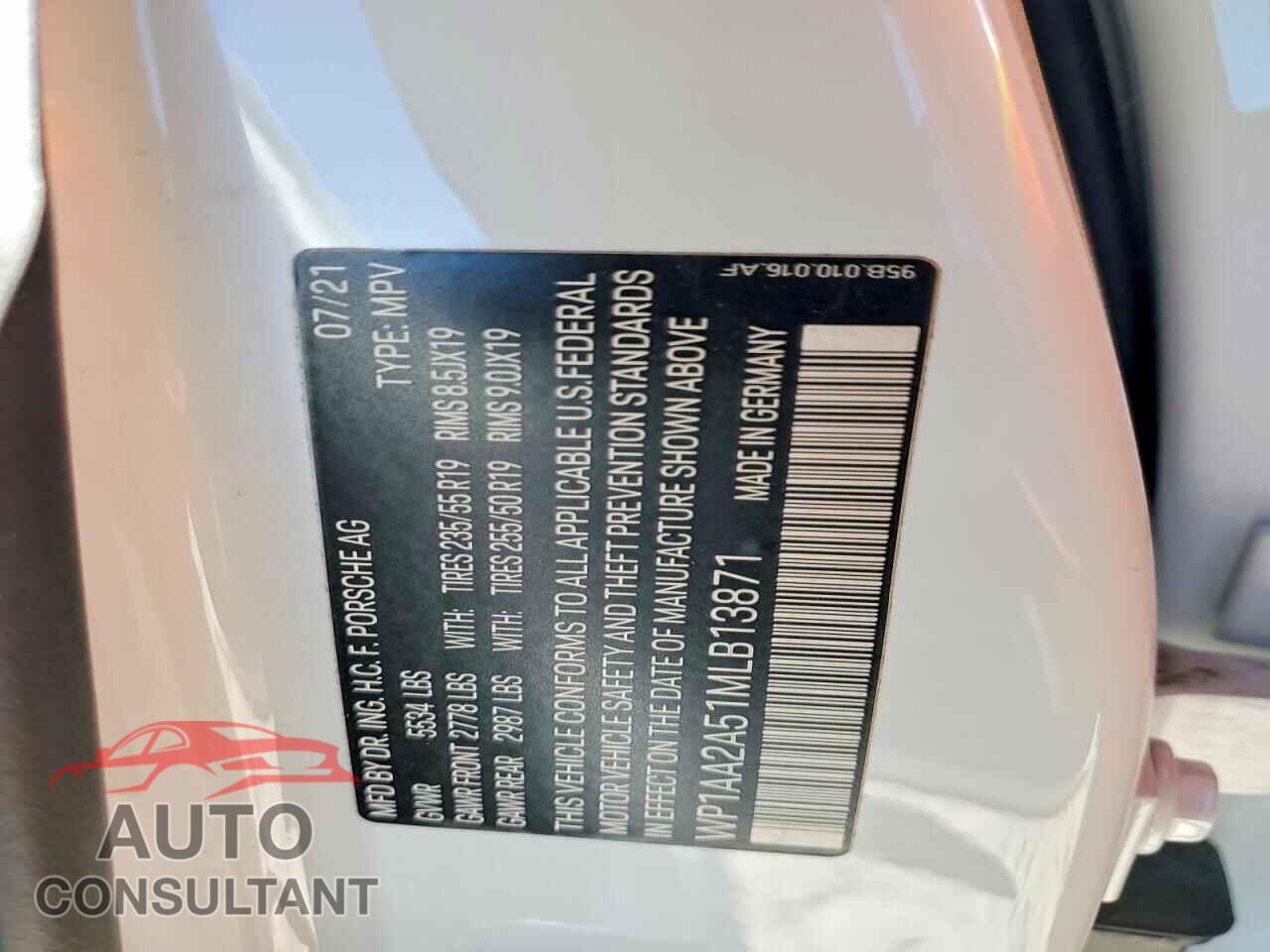 PORSCHE MACAN 2021 - WP1AA2A51MLB13871