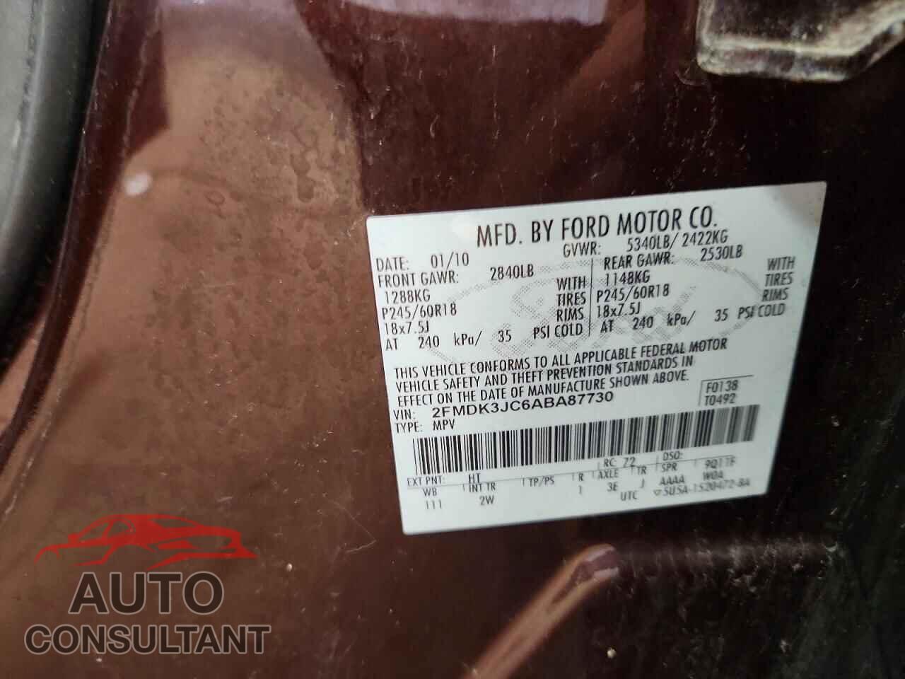 FORD EDGE 2010 - 2FMDK3JC6ABA87730