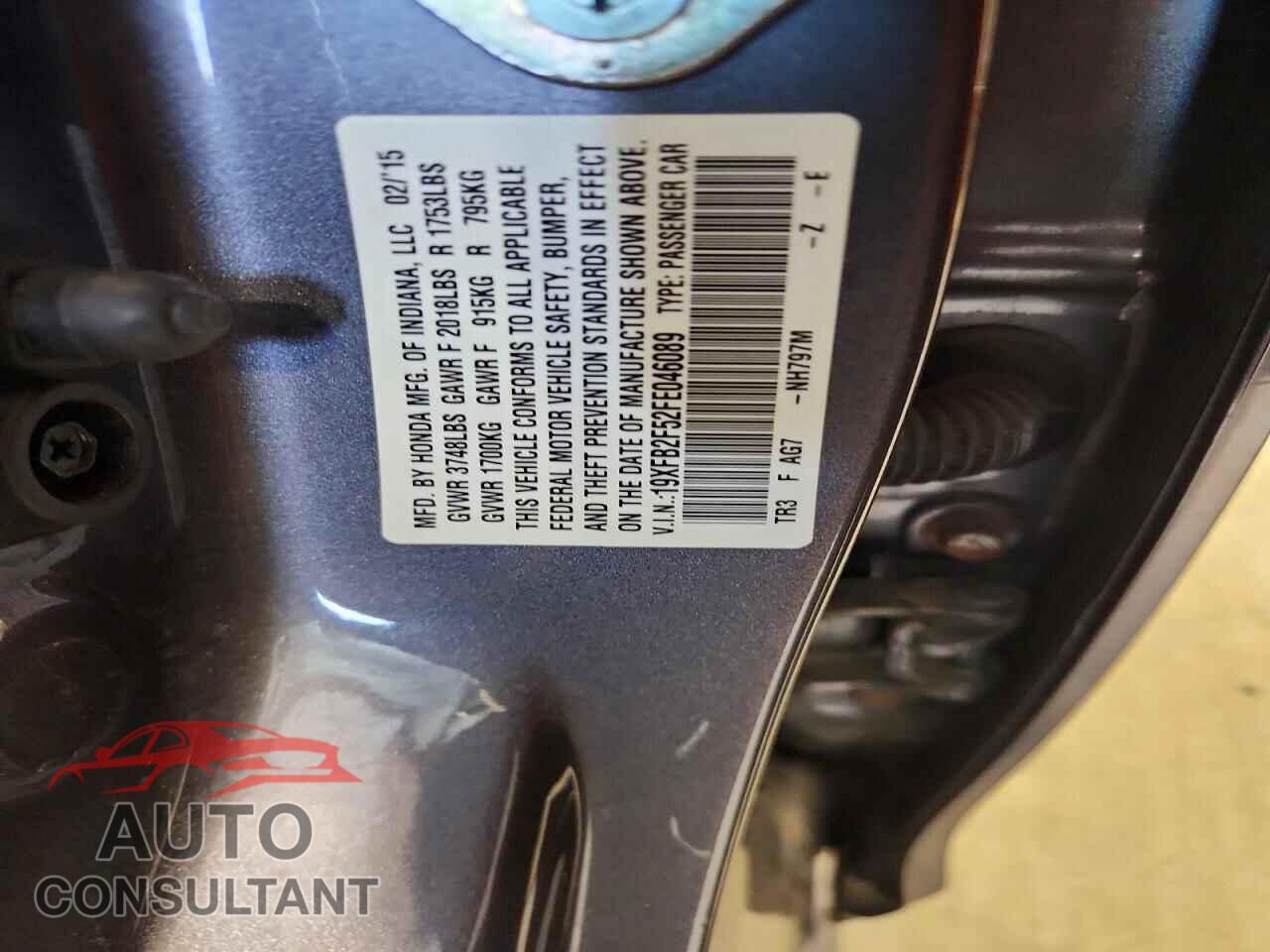 HONDA CIVIC 2015 - 19XFB2F52FE046089