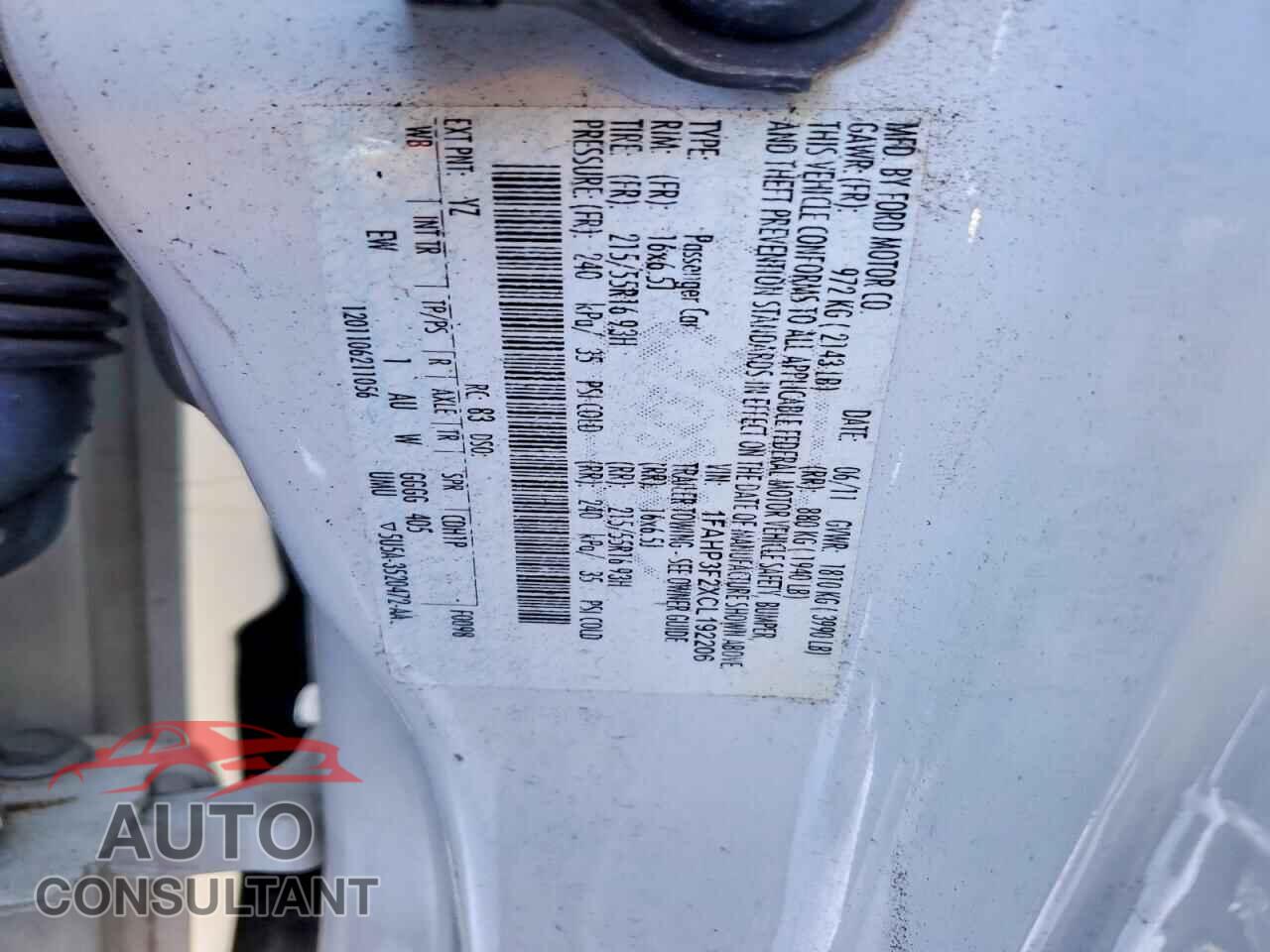 FORD FOCUS 2012 - 1FAHP3F2XCL192206