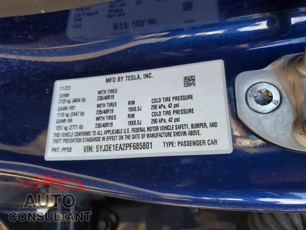 TESLA MODEL 3 2023 - 5YJ3E1EA2PF685801