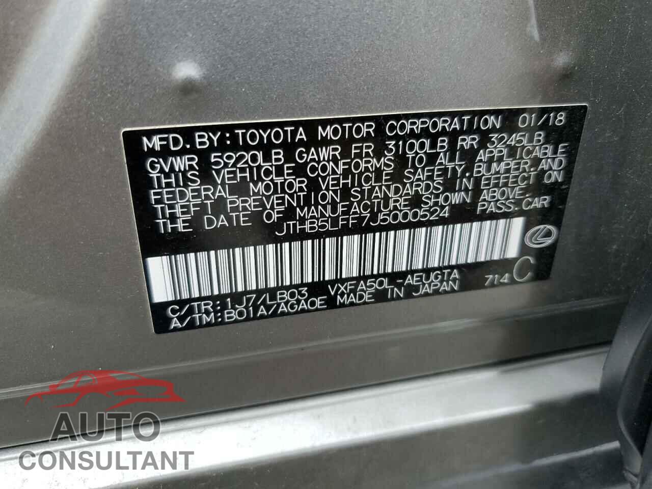LEXUS LS500 2018 - JTHB5LFF7J5000524
