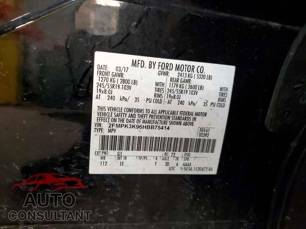 FORD EDGE 2017 - 2FMPK3K96HBB75414