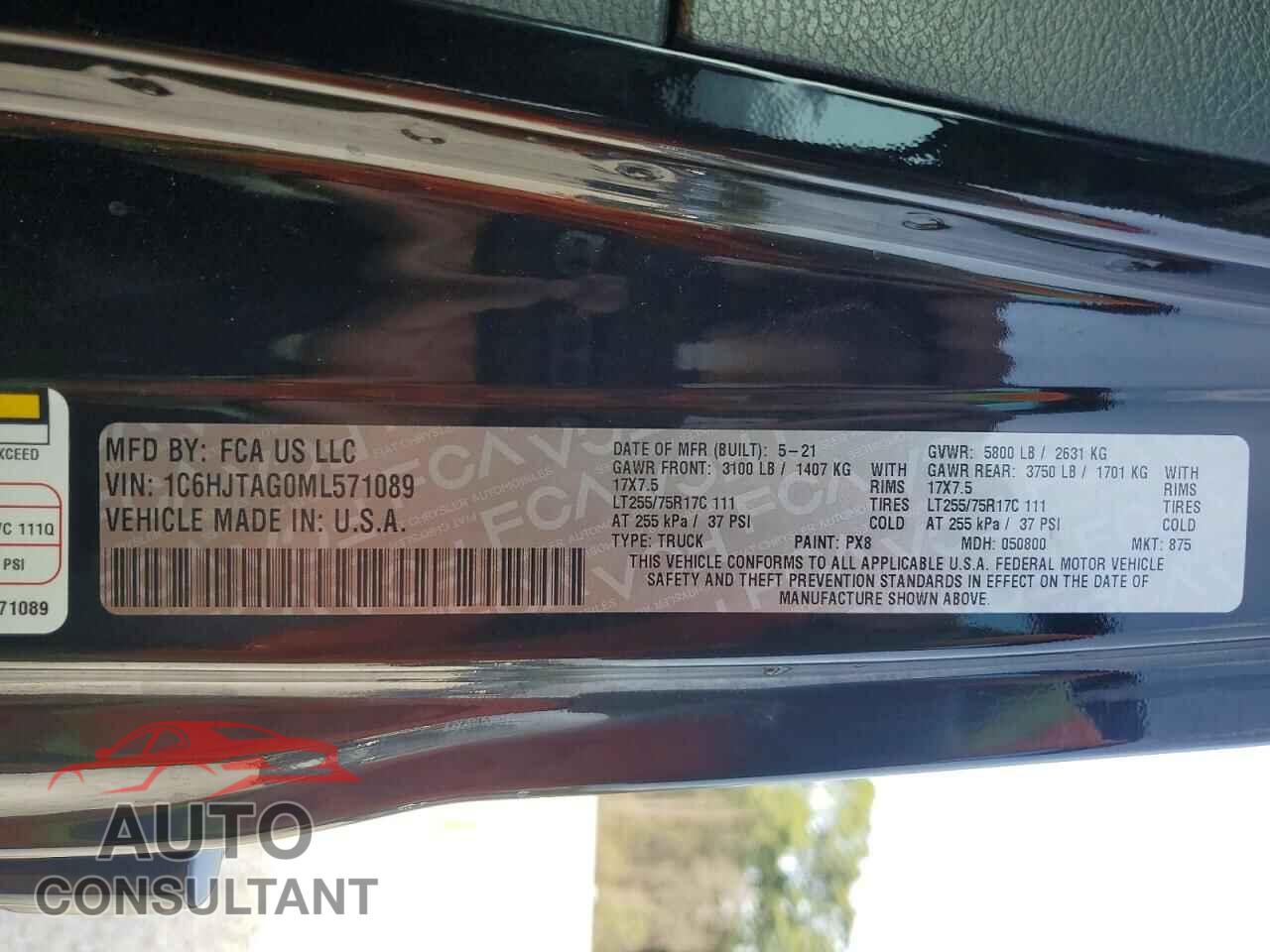 JEEP GLADIATOR 2021 - 1C6HJTAG0ML571089