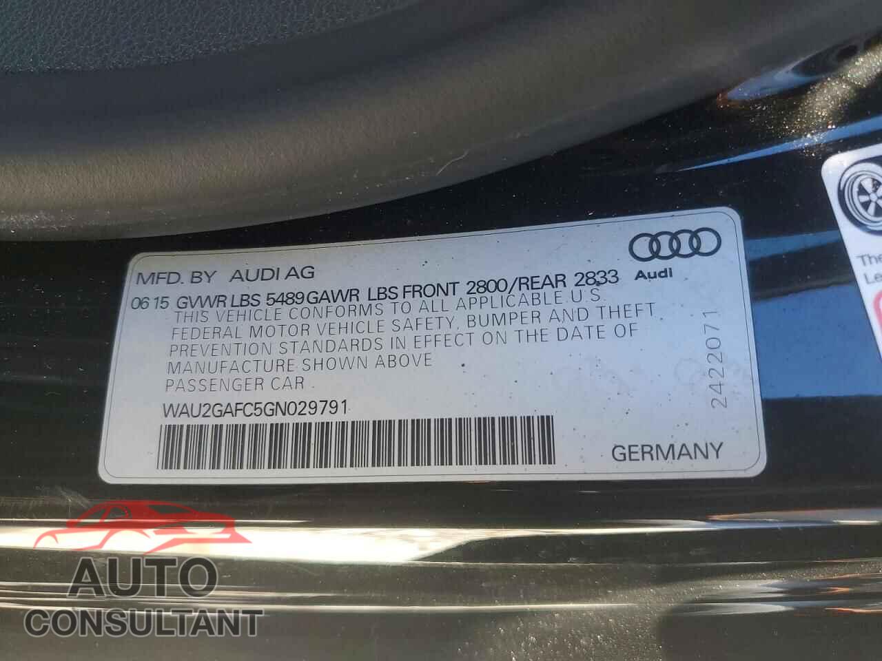 AUDI A7 2016 - WAU2GAFC5GN029791