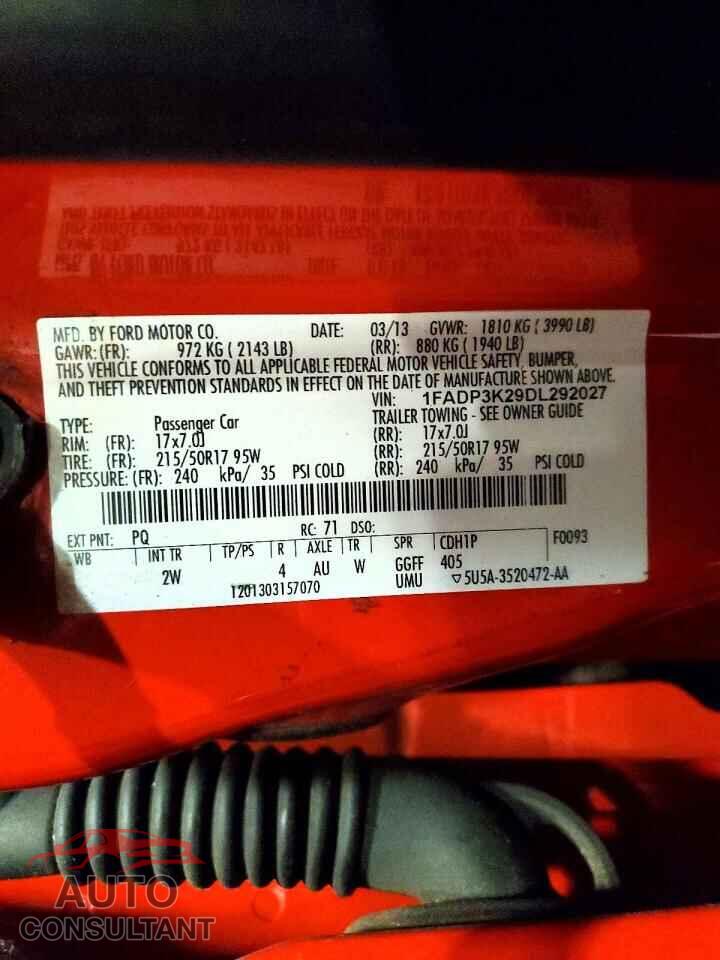 FORD FOCUS 2013 - 1FADP3K29DL292027