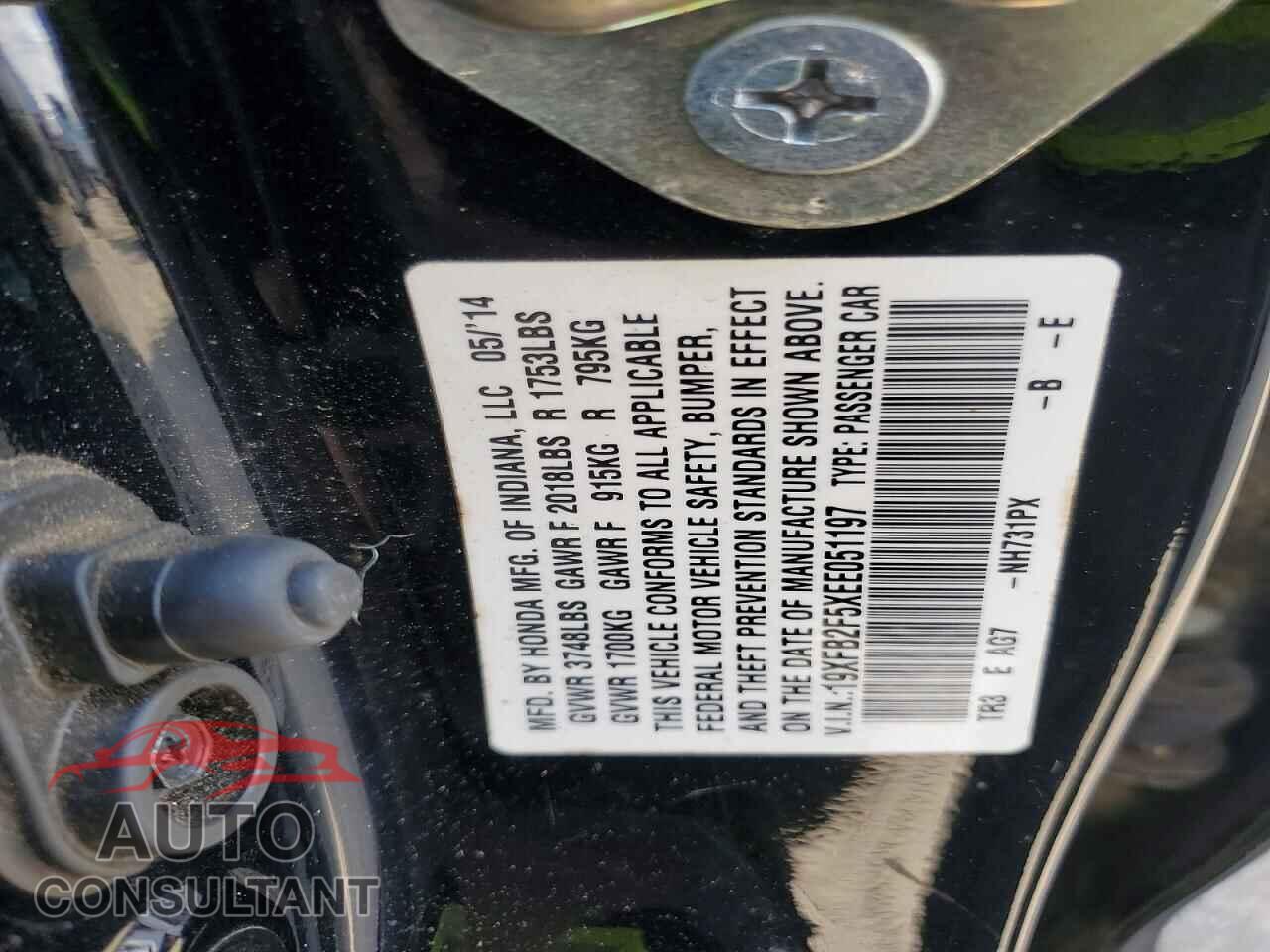 HONDA CIVIC 2014 - 19XFB2F5XEE051197