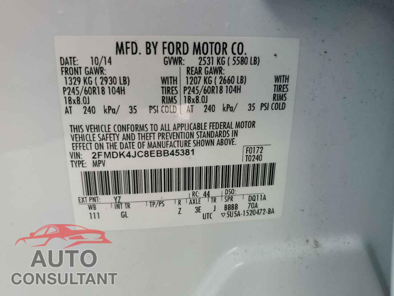 FORD EDGE 2014 - 2FMDK4JC8EBB45381