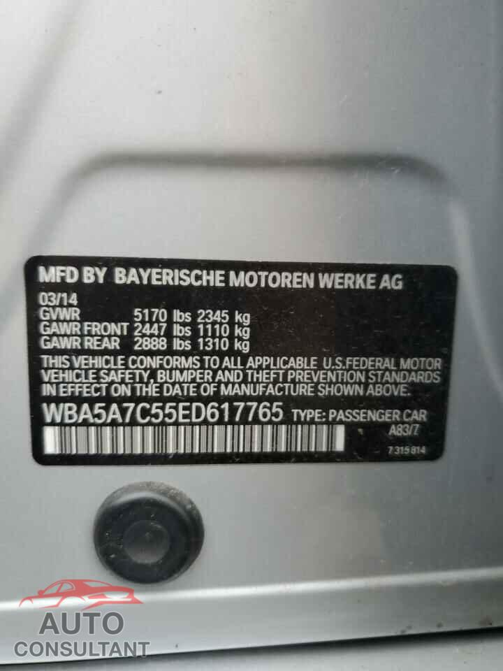 BMW 5 SERIES 2014 - WBA5A7C55ED617765