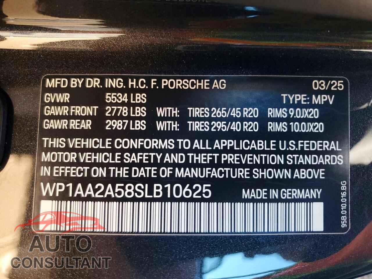 PORSCHE MACAN 2025 - WP1AA2A58SLB10625