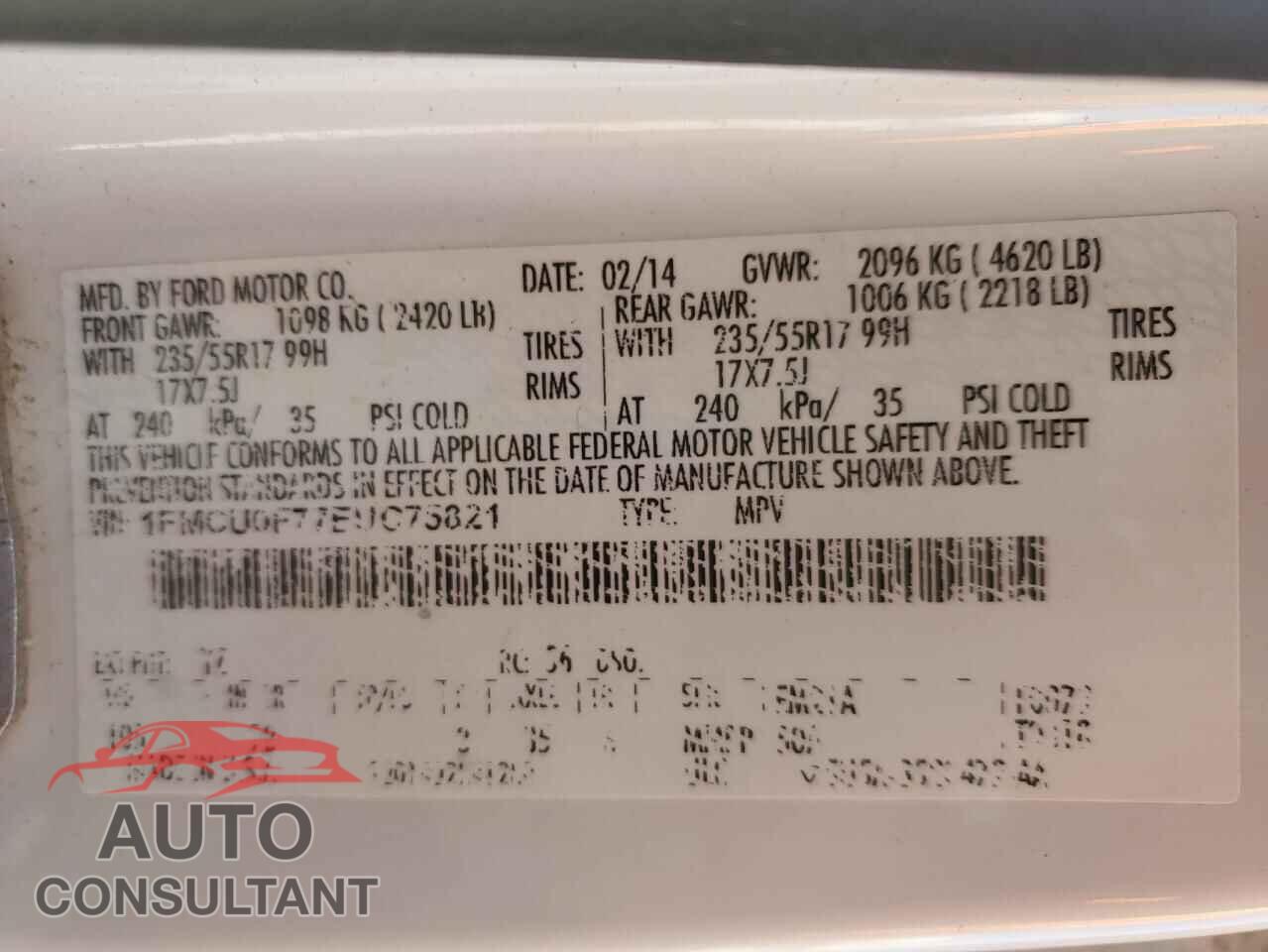 FORD ESCAPE 2014 - 1FMCU0F77EUC75821