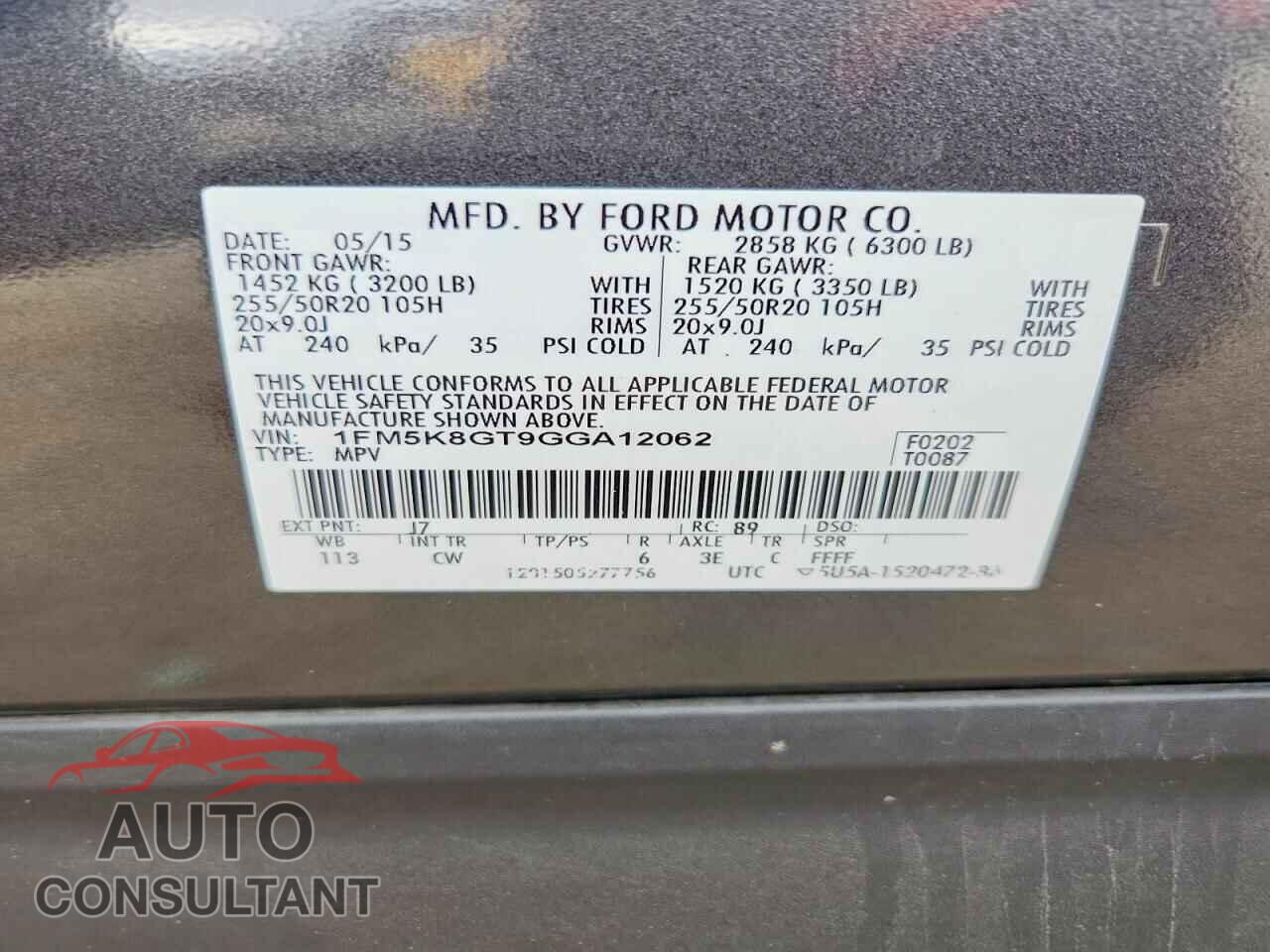 FORD EXPLORER 2016 - 1FM5K8GT9GGA12062
