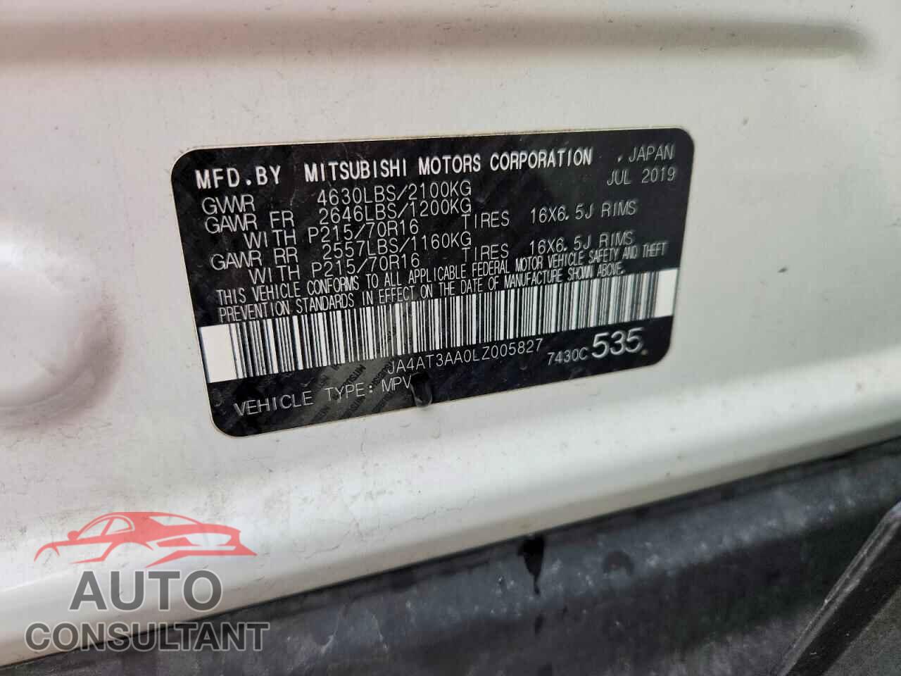 MITSUBISHI ECLIPSE 2020 - JA4AT3AA0LZ005827
