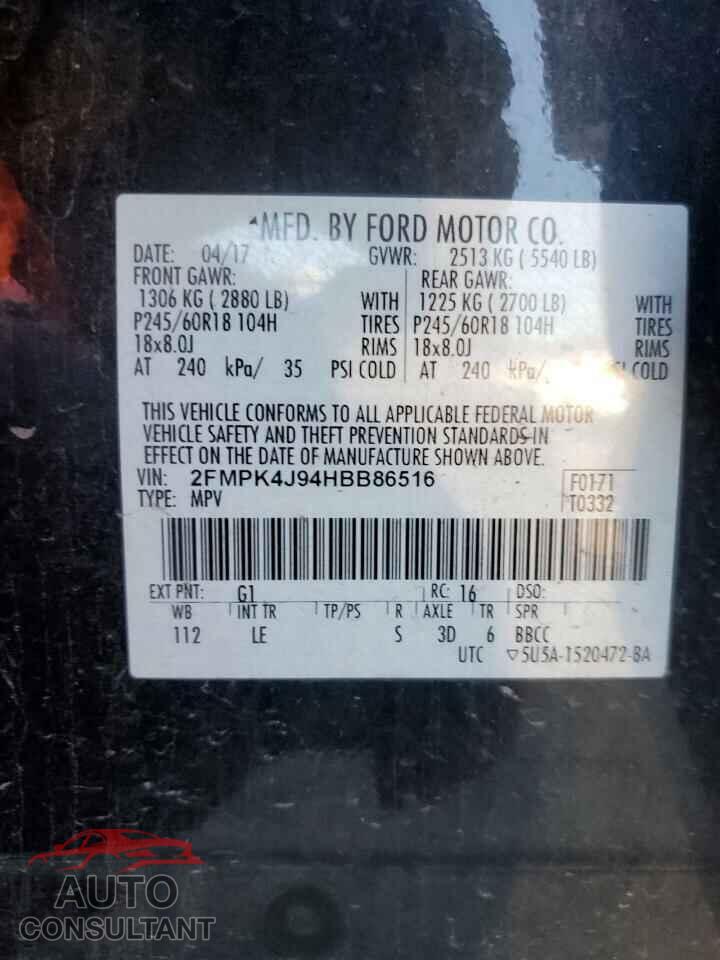 FORD EDGE 2017 - 2FMPK4J94HBB86516