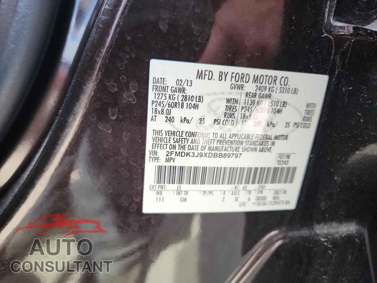 FORD EDGE 2013 - 2FMDK3J9XDBB89797
