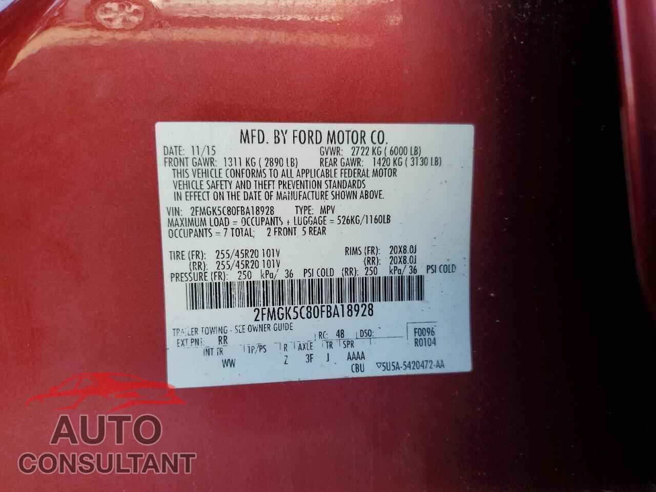 FORD FLEX 2015 - 2FMGK5C80FBA18928