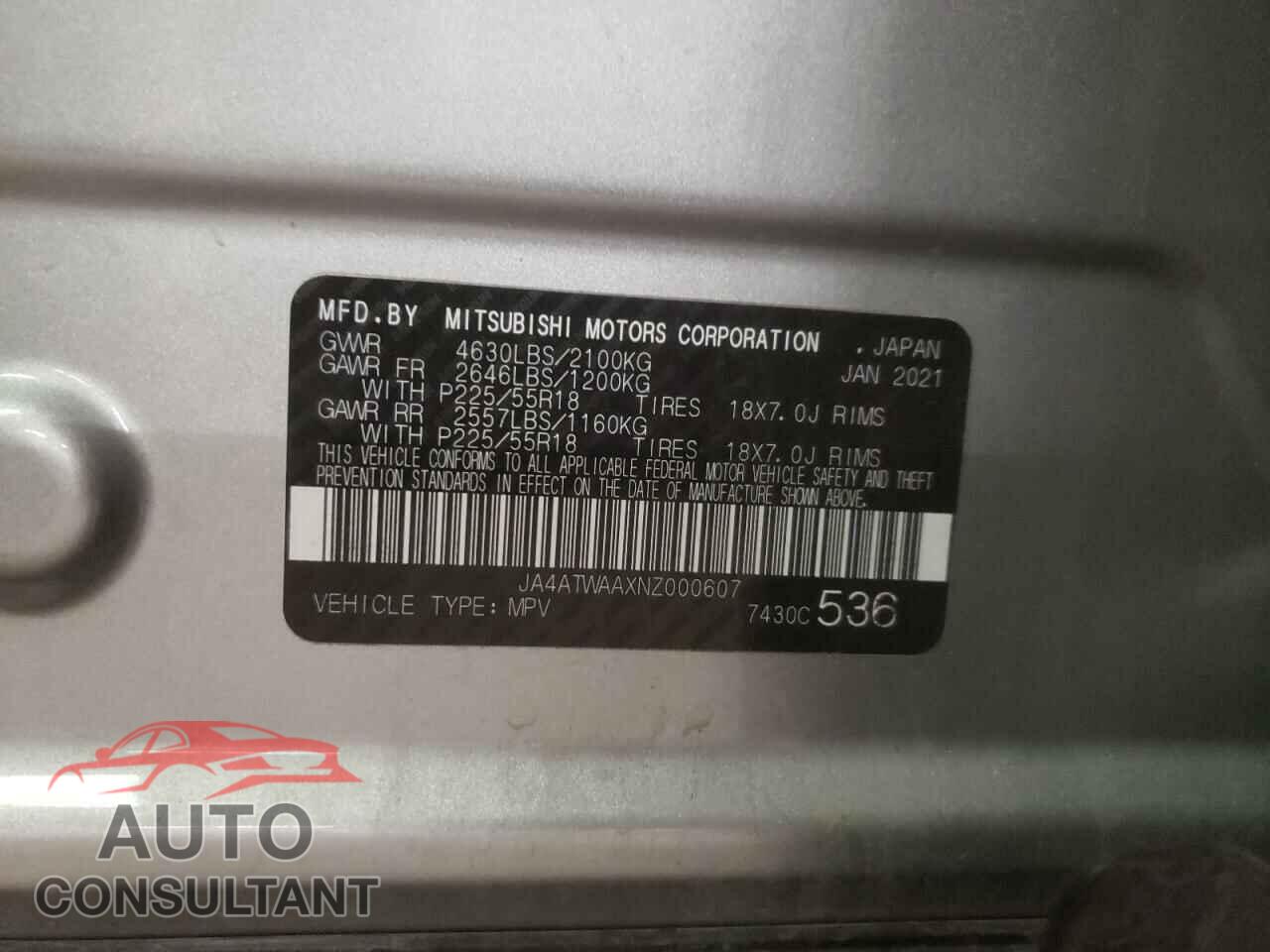 MITSUBISHI ECLIPSE 2022 - JA4ATWAAXNZ000607