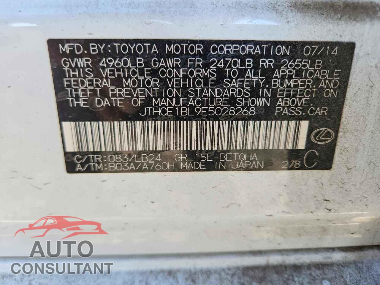 LEXUS GS350 2014 - JTHCE1BL9E5028268