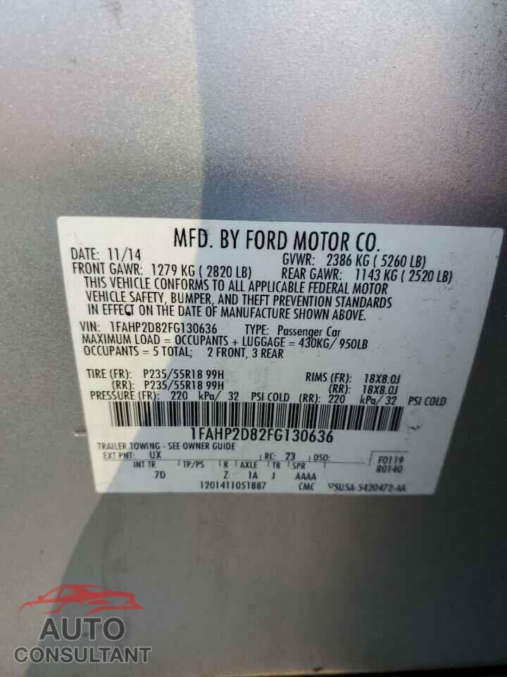 FORD TAURUS 2015 - 1FAHP2D82FG130636