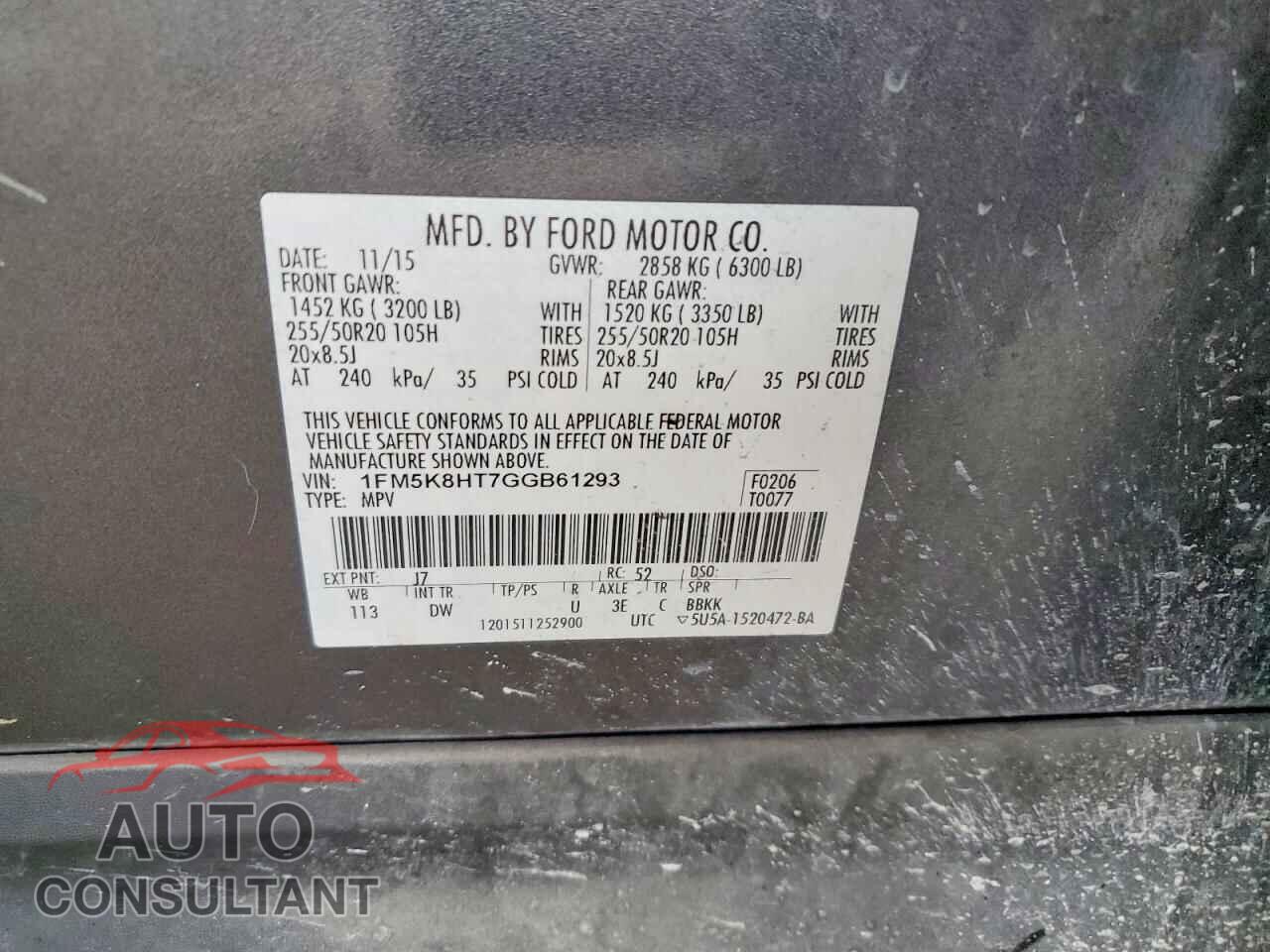 FORD EXPLORER 2016 - 1FM5K8HT7GGB61293
