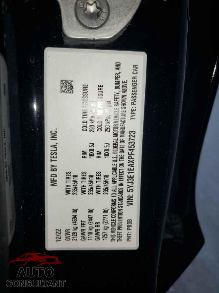 TESLA MODEL 3 2023 - 5YJ3E1EAXPF453723