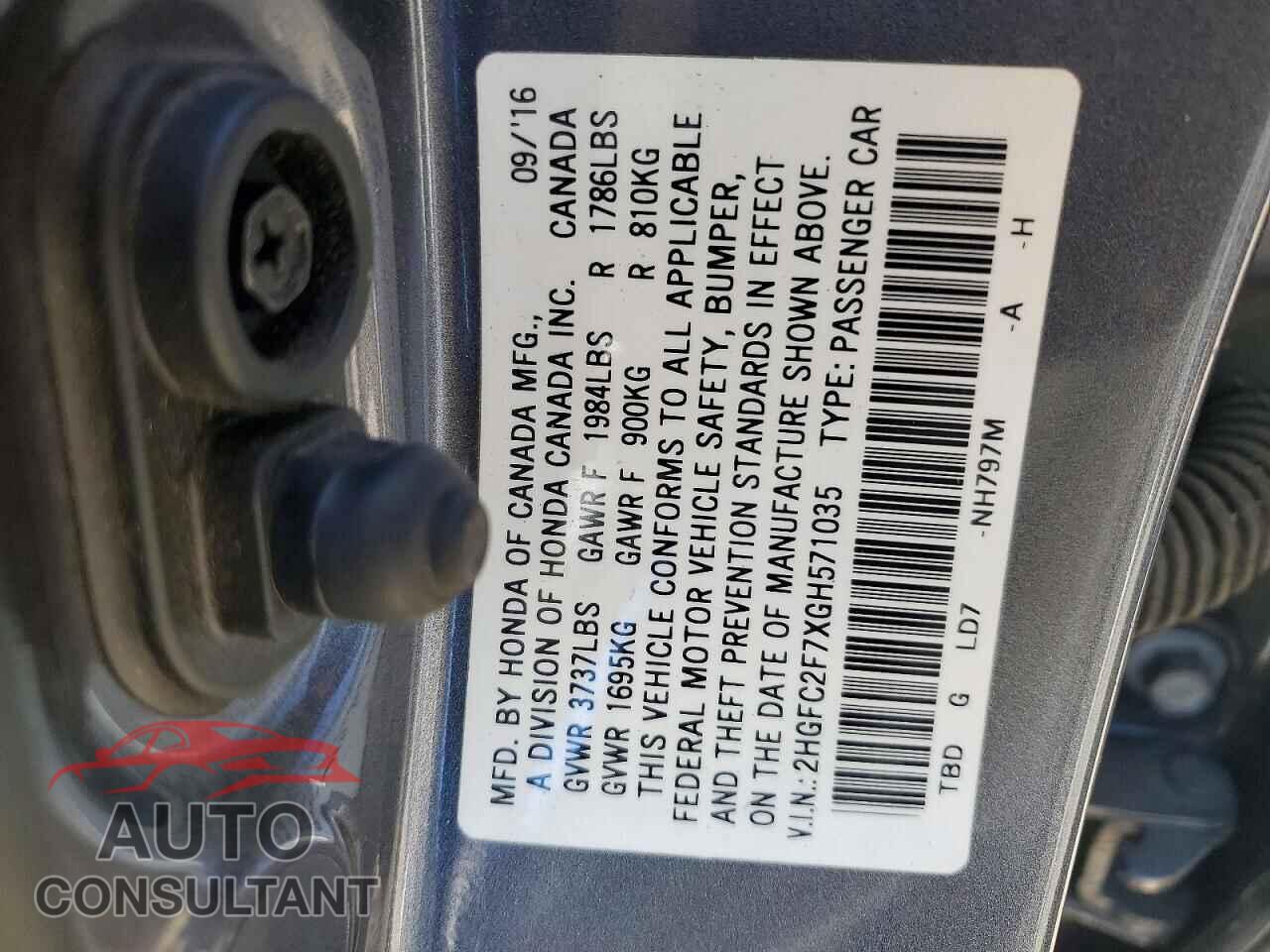 HONDA CIVIC 2016 - 2HGFC2F7XGH571035