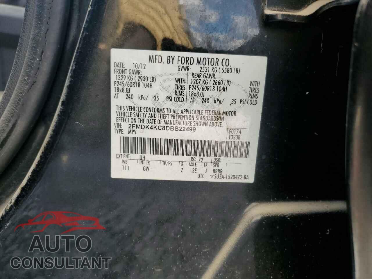 FORD EDGE 2013 - 2FMDK4KC8DBB22499