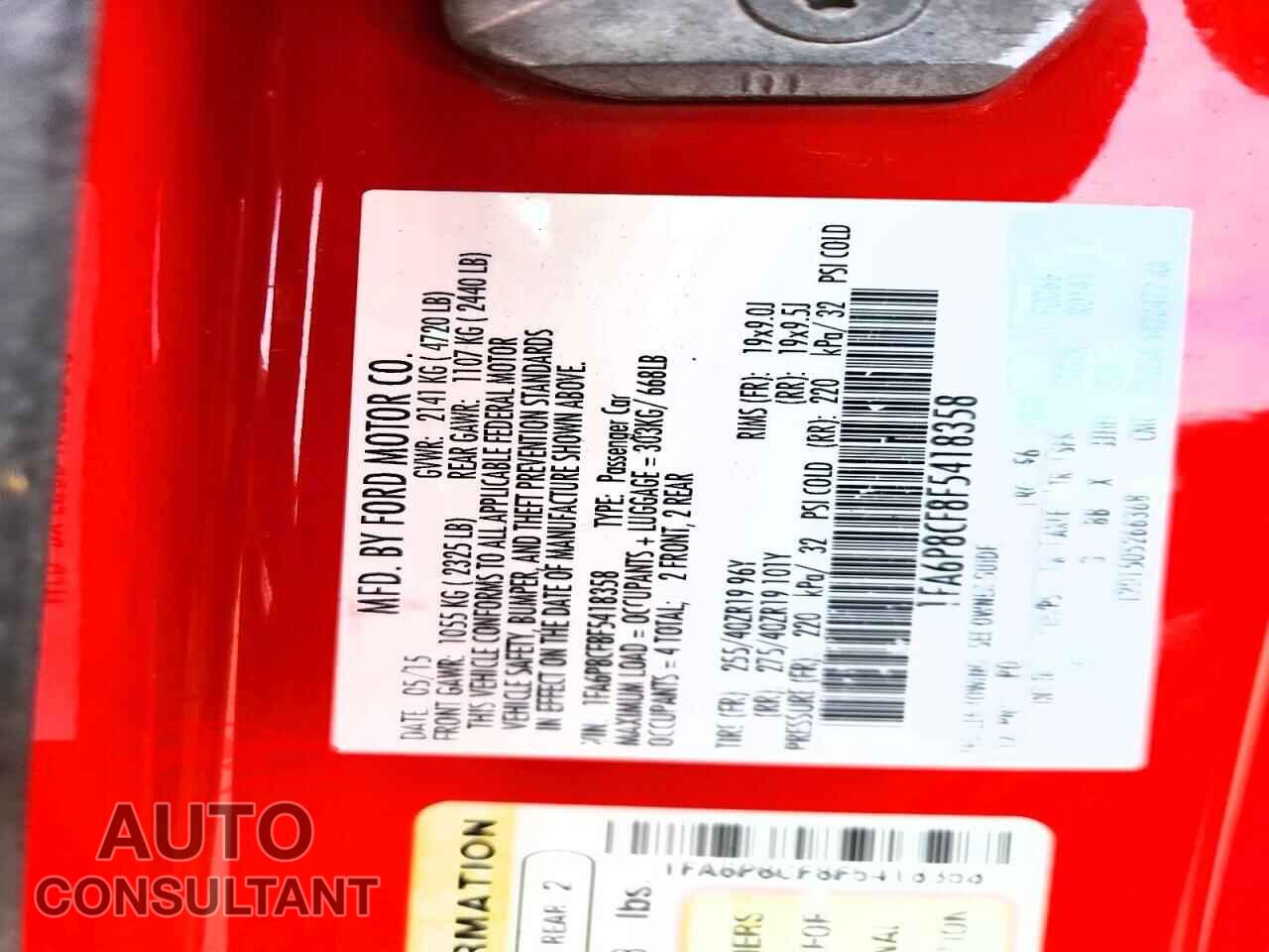 FORD MUSTANG 2015 - 1FA6P8CF8F5418358