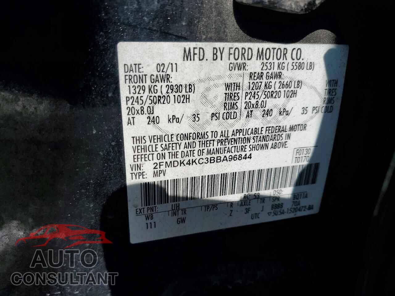 FORD EDGE 2011 - 2FMDK4KC3BBA96844