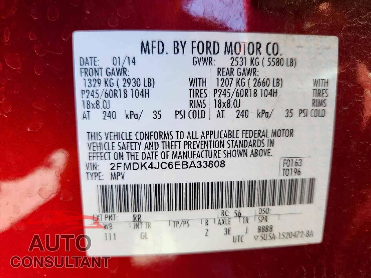 FORD EDGE 2014 - 2FMDK4JC6EBA33808