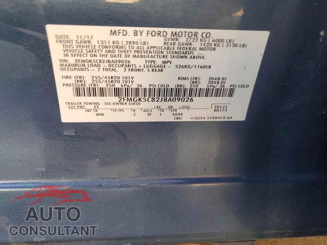 FORD FLEX 2018 - 2FMGK5C82JBA09026
