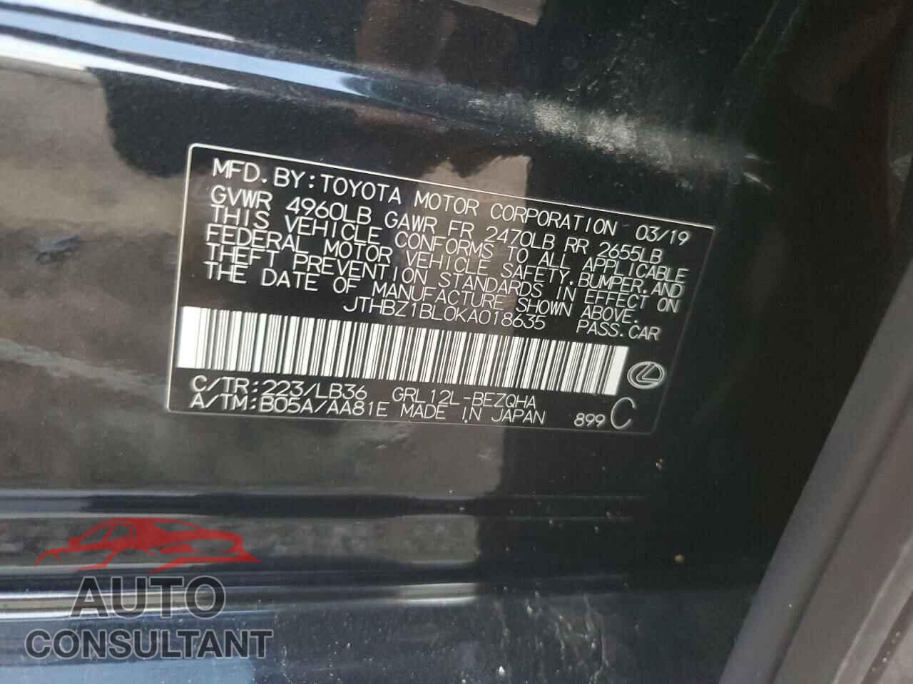 LEXUS GS350 2019 - JTHBZ1BL0KA018635
