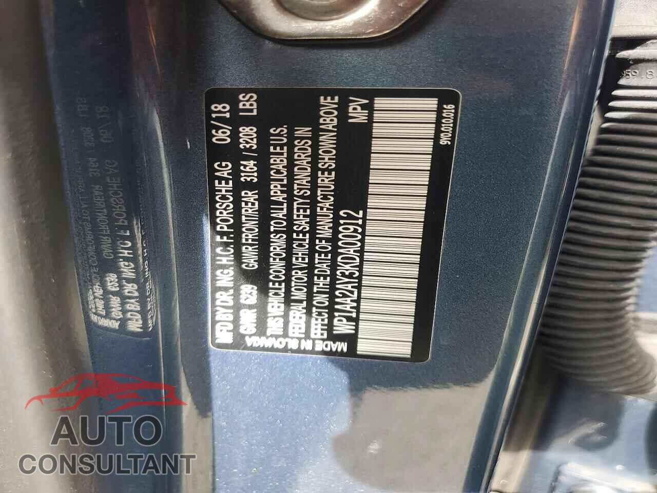 PORSCHE CAYENNE 2019 - WP1AA2AY3KDA00912