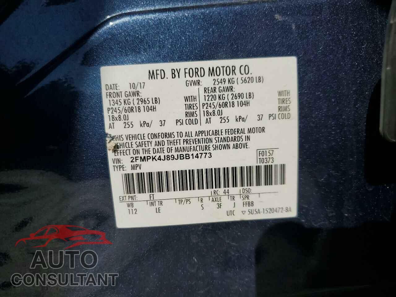 FORD EDGE 2018 - 2FMPK4J89JBB14773