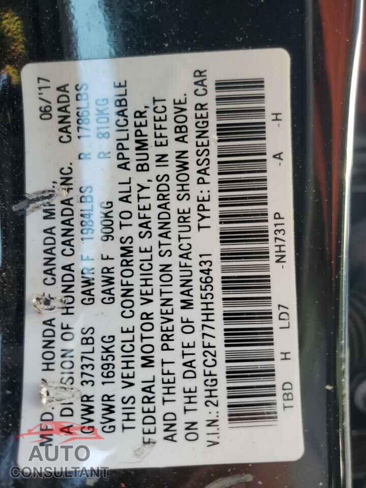 HONDA CIVIC 2017 - 2HGFC2F77HH556431